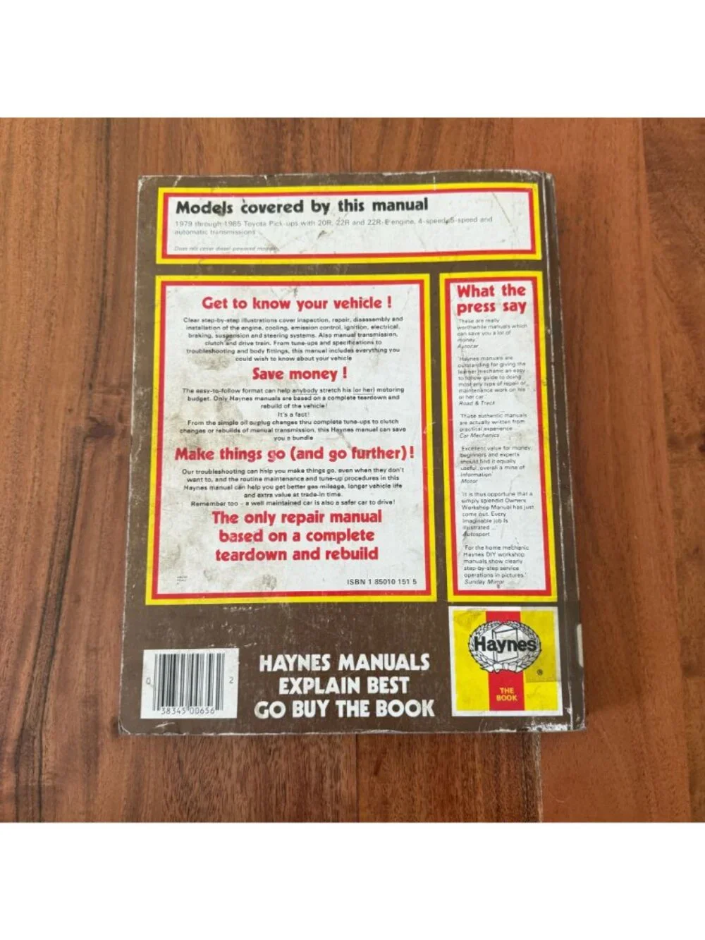Haynes Toyota Pick-Up & 4-Runner 1979-1985 Repair Manual '79-'85 20R 22R PB